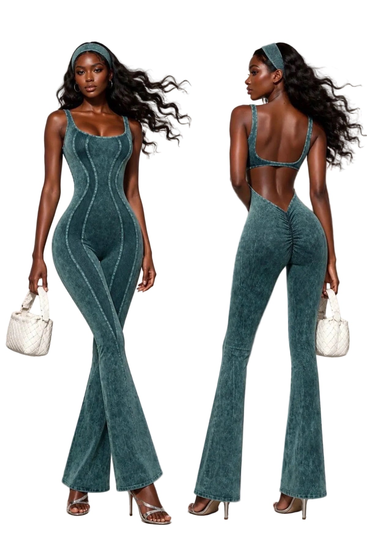 Nostalgia teal jumpsuit